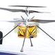 A close-up view of a full size model of the Ingenuity helicopter, which will be part of the Perseverance rover set to launch to Mars, is displayed at Cape Canaveral Air Force Station in Florida on July 28, 2020. - This will be the first time a drone helicopter will ever be used on another planet. The Perseverance rover will seek signs of ancient life and collect rock and soil samples for possible return to Earth when it launches on July 30, 2020.
